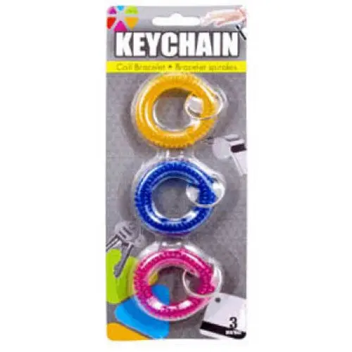07676 - Keyring Pvc Coil Bracelet Assorted Colors 3Pcs/Pack (3 Pcs/Pkg) 1