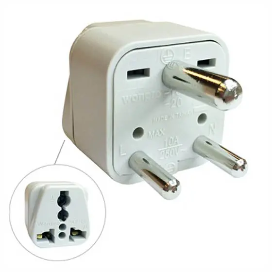 Wa-10 - Travel Adapter 3P Indian Plug To Universal Jack With Ground 1