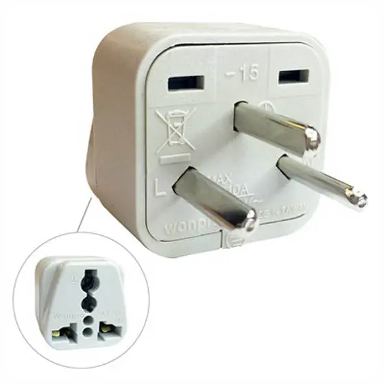 Wa-15 - Travel Adapter 3P Israel Plug To Universal Jack With Ground 1