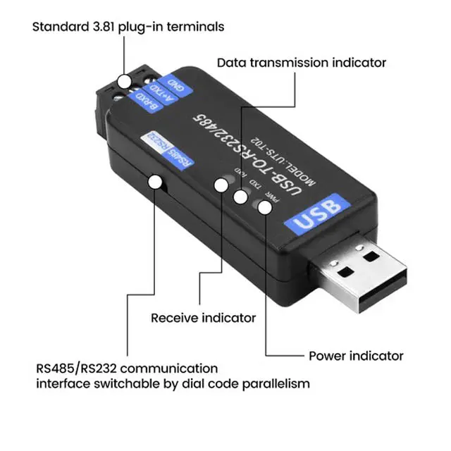 Adb-702 - Usb To Rs485/Rs232 Convertor Ch343u Plug And Play 2