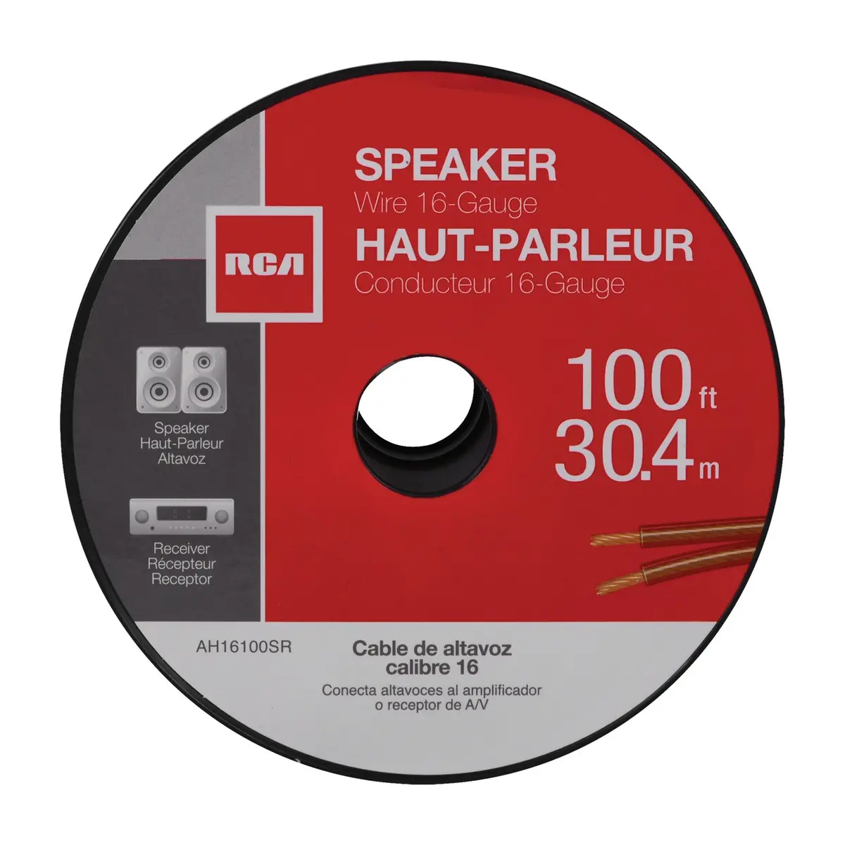 Ah16100sr - Speaker Wire Awg 16 Std 100Ft Clear 2