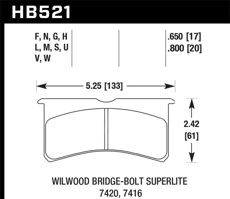 Hawk Dtc-80 Race Brake Pads For Wilwood Bb-Sl 7416 Calipers (17Mm Thickness) 1