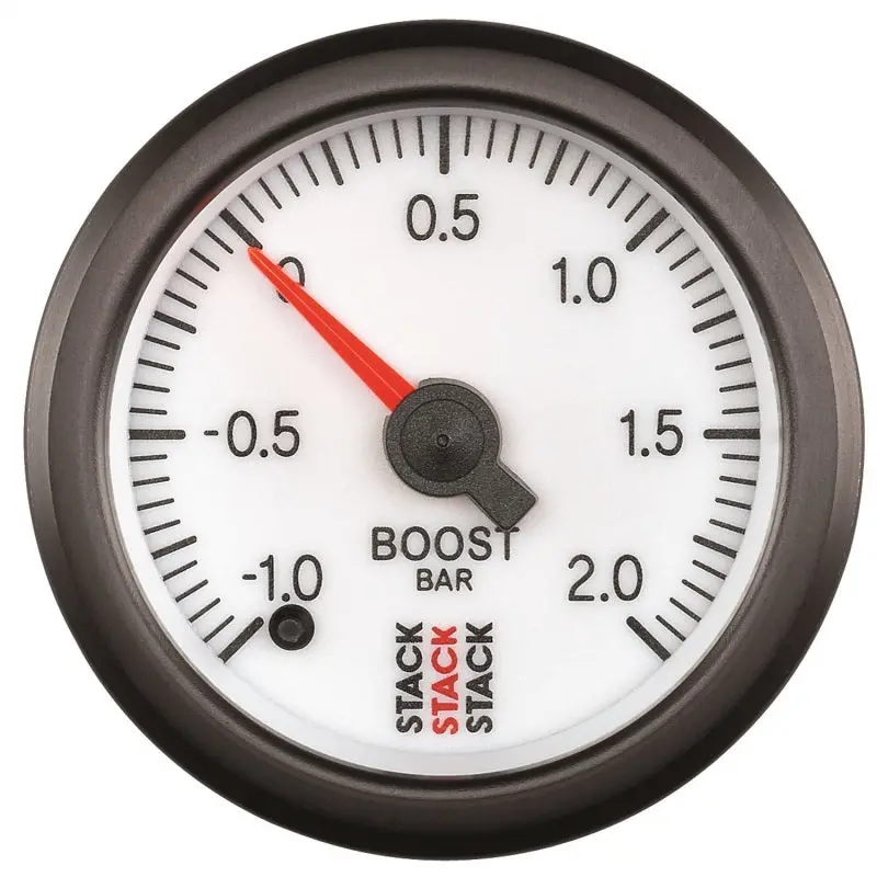 Autometer Stack 52Mm -1 To +2 Bar (Incl T-Fitting) Pro Stepper Motor Boost Pressure Gauge - White 1
