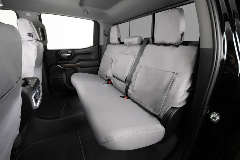 Covercraft Seatsaver Custom Seat Covers – Polycotton Fabric, Second Row Fit For 2019–2024 Dodge Ram, Grey Color 1