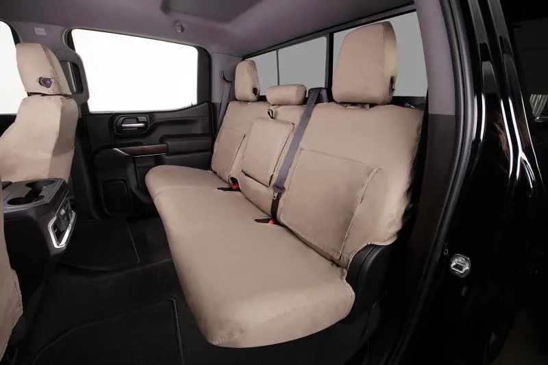 Covercraft Seatsaver Custom-Fit Front Row Seat Covers For 2022–2024 Chevrolet Silverado – Taupe Polycotton 1