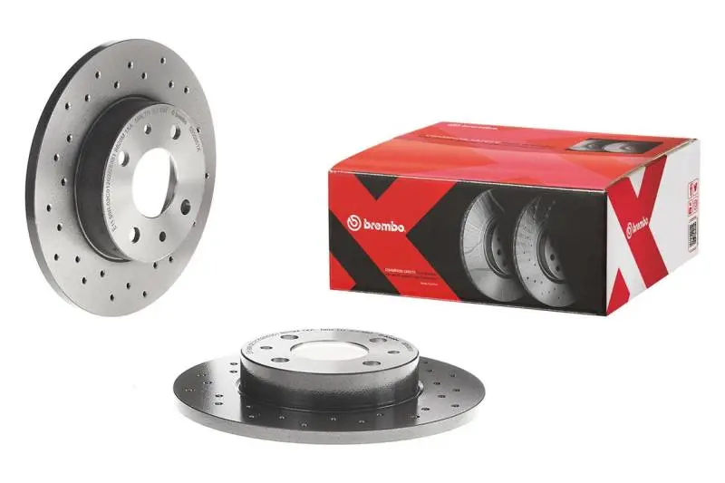 Brembo Cross-Drilled Rear Brake Rotor – Uv-Coated, Premium Xtra Series For Audi Tt (2008–2009 & 2009–2015 Quattro) 1