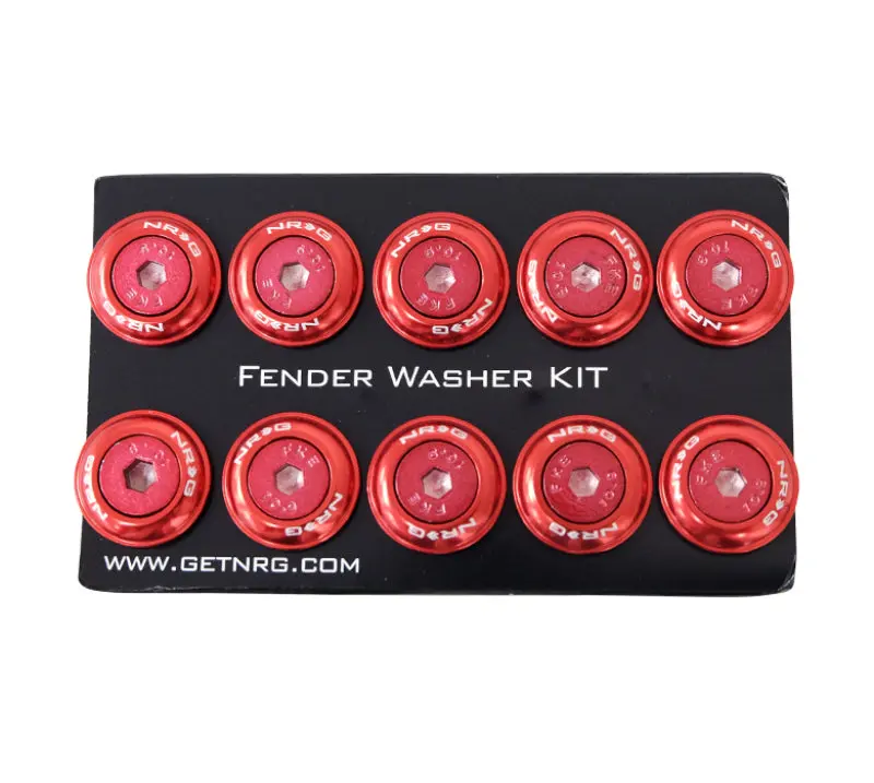 Nrg Color-Matched Fender Washer Kit With M6 Rivet Bolts (Red) — Pack Of 10 1