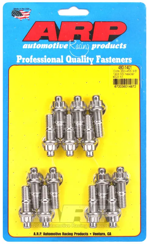 Arp Stainless Steel Header Bolt Kit – 3/8-Inch, 12-Point, For Oldsmobile 350–455 Engines 1