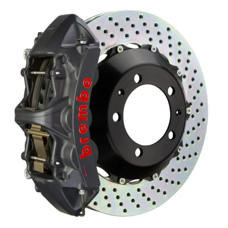 Brembo Gts Big Brake Kit For Audi S4 (2000–2002), A4 (2002–2005, 2006–2008) – Front, 6-Piston Calipers, 355X32Mm Drilled Two-Piece Rotors – Black Finish 1