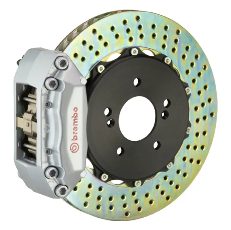 Brembo 03-08 Tiburon Front Gt Bbk 4 Piston Cast 2Pc 328X28 2Pc Rotor Drilled-Silver 1