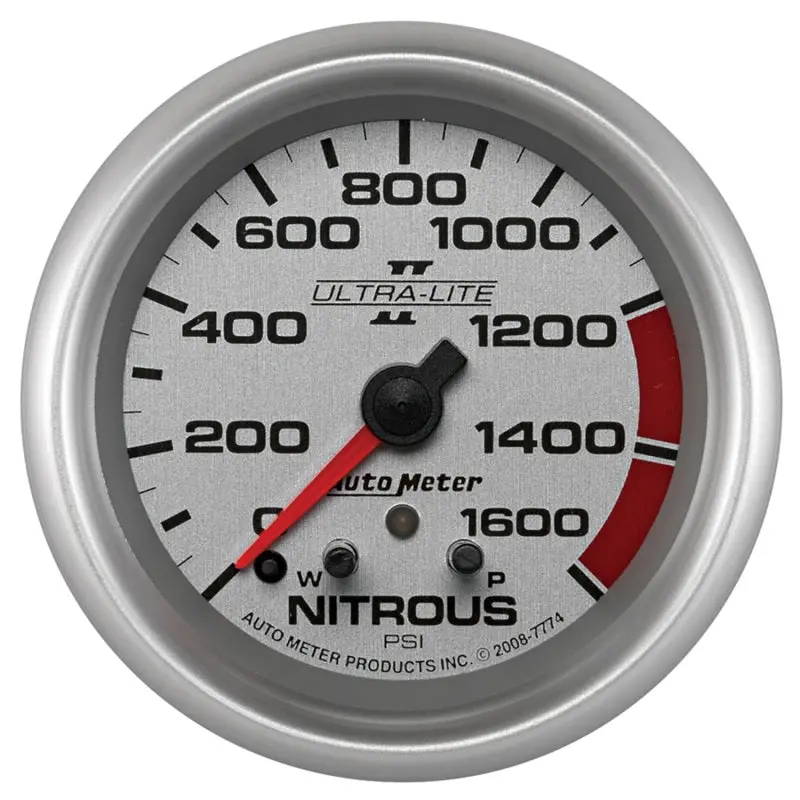 Autometer Ultra-Lite Ii Nitrous Pressure Gauge – 2-5/8 Inch, 1600 Psi Range, Stepper Motor Display With Warning Light 1