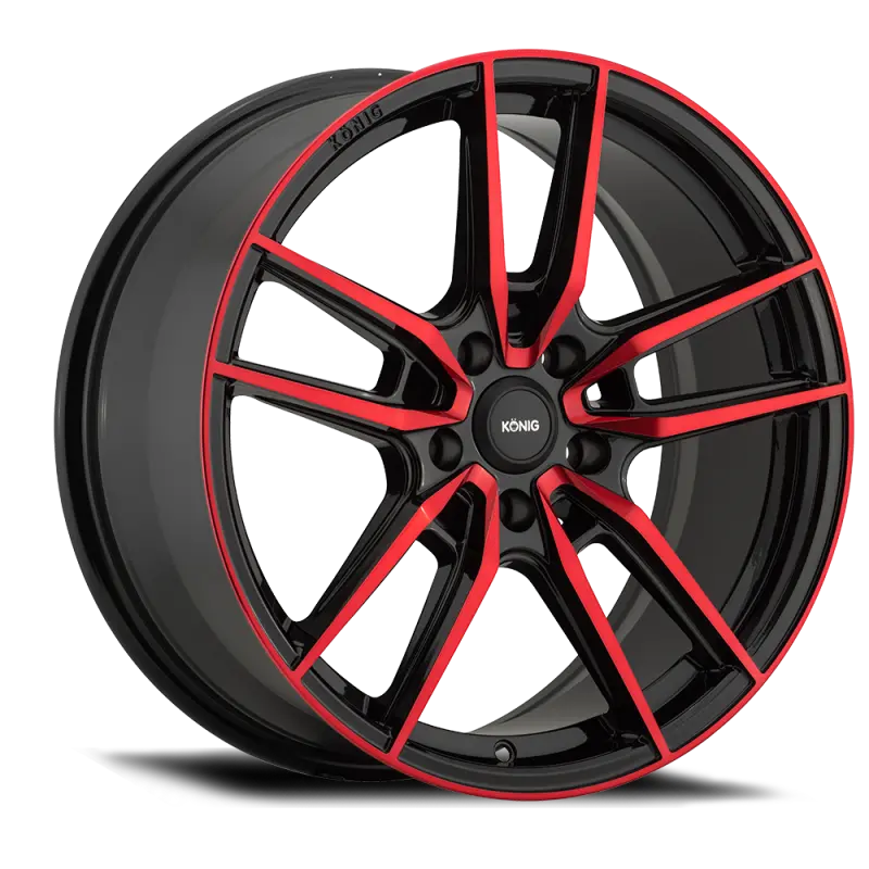 Konig Myth Gloss Black Alloy Wheel With Red-Tinted Clearcoat — 18X8", 5X108Mm, Et43 1