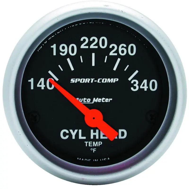 Autometer Electric Sport-Comp Cylinder Head Temperature Gauge – 2-1/16", 140–340°F Range 1